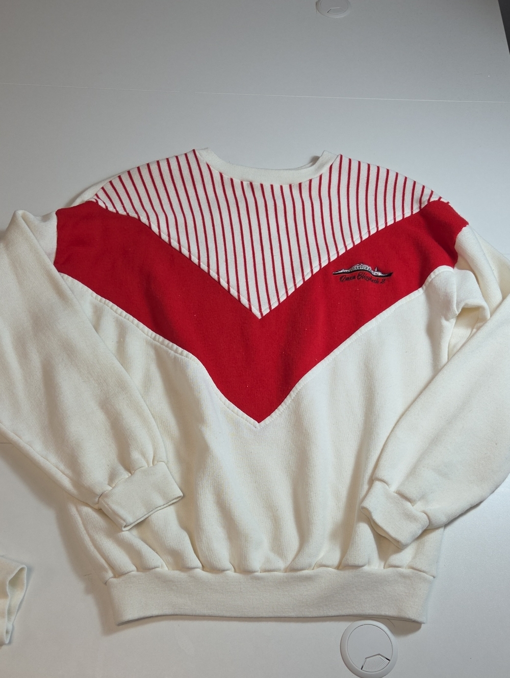 Vintage 80s 90s Queen Elizabeth 2 Cruise 2 Piece Tracksuit Sweatsuit Set L